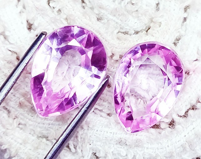16+ Ct Natural Pink kunzite Pair Certified Pear Cut Loose Gemstone ~ HK04