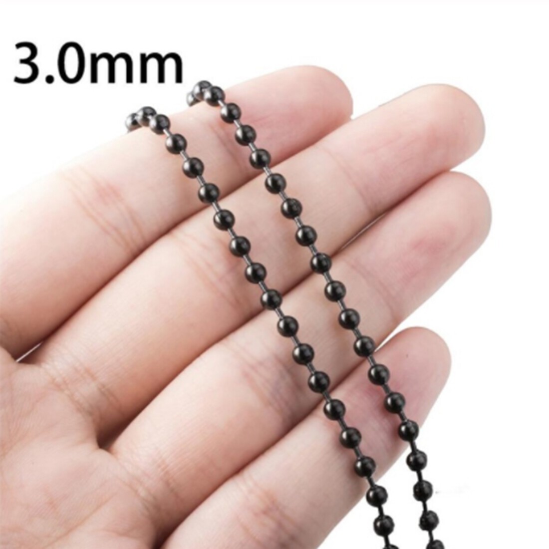 1.5-12mm Men Stainless Steel Round Ball Bead Chain Black Necklace Bracelet Link