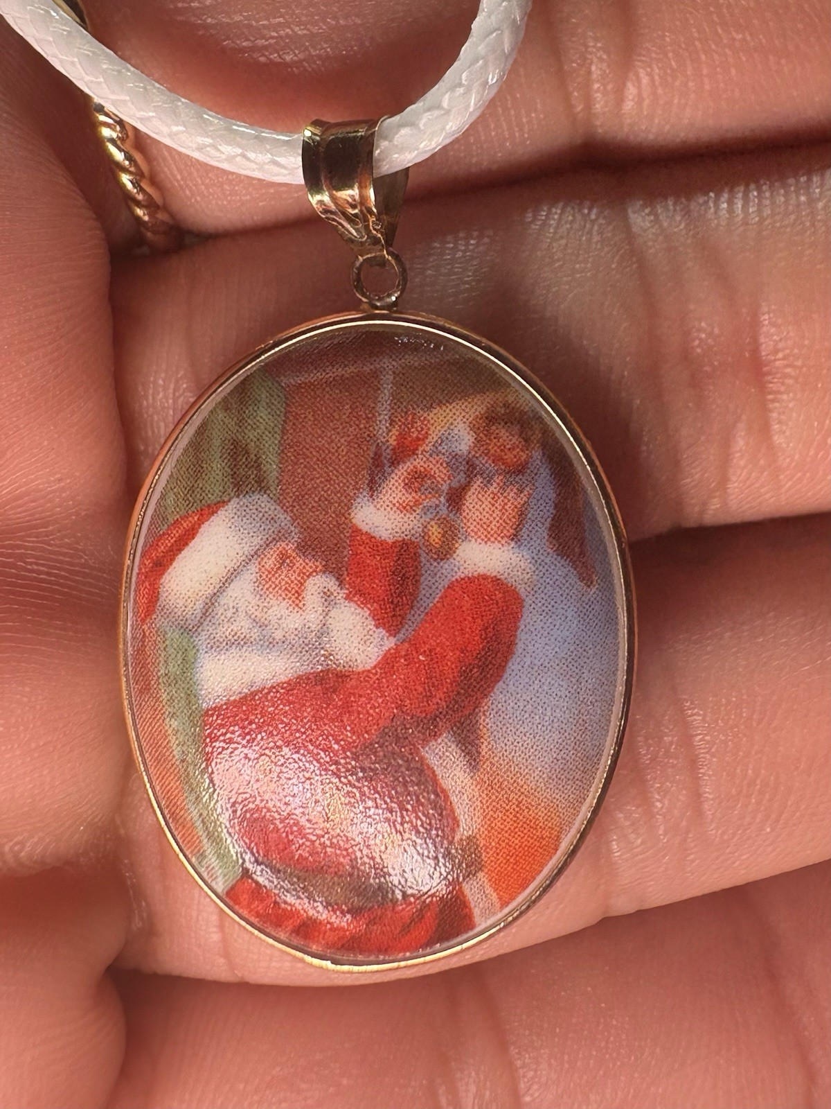 14K Yellow Gold Santa Pendant Night Before Christmas Quote 34mm 2.8mmB 3.0G MC