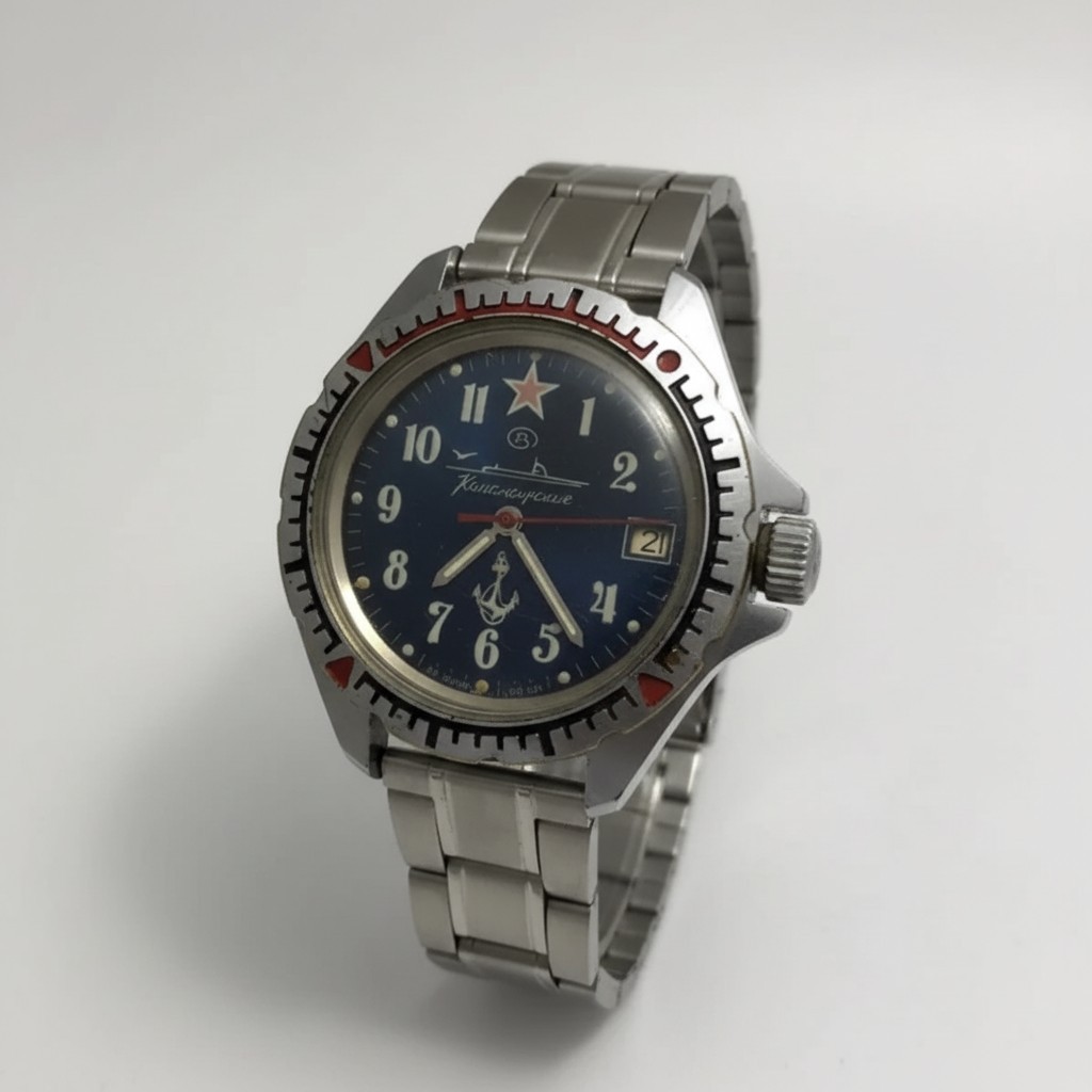 Vintage Mens Watch Vostok Amphibia Sector Dial Barrel Case USSR 18 Jewels 163