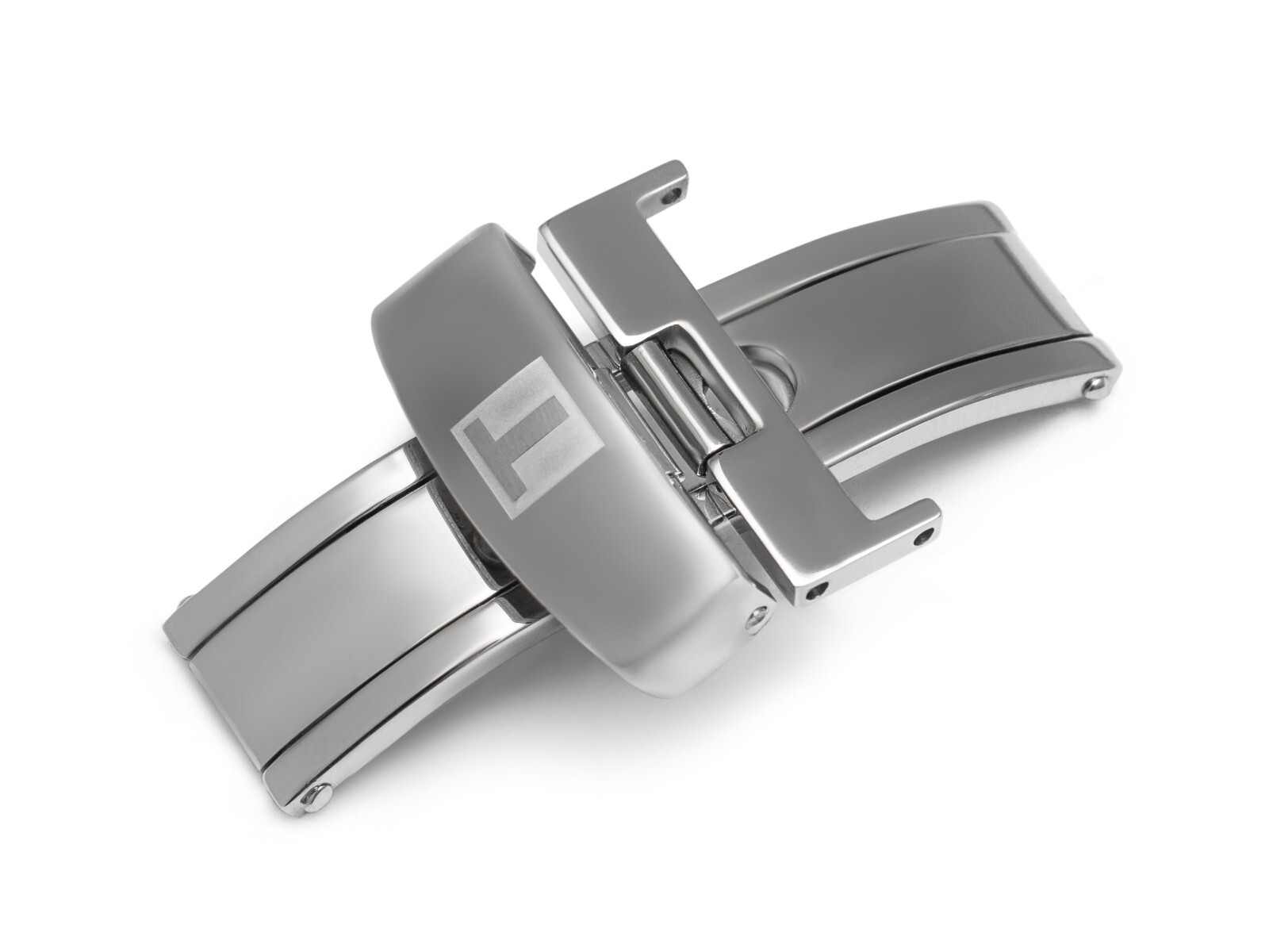 Silver Foldable Deployment Clasp, Replacement Butterfly Buckle for Leather Strap