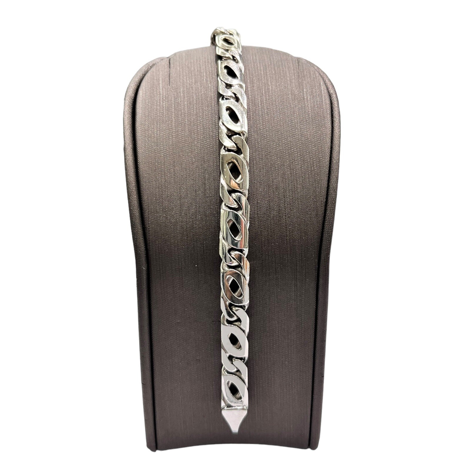 9ct 9k White Gold Birdseye Link Bracelet 35.19 Grams 22.5cm 8mm Wide Brand New