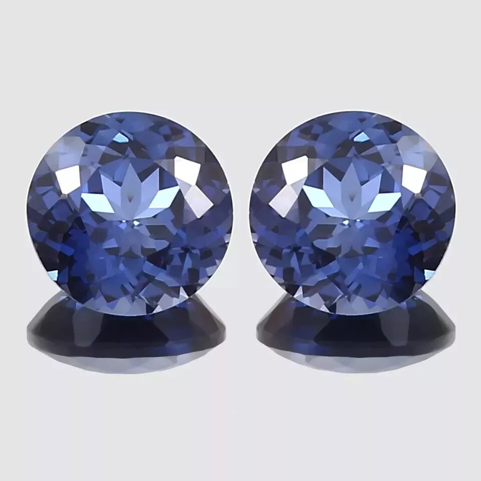 30 Ct Natural Blue Sapphire Ceylon Round Cut Certified Loose Gemstone Pair