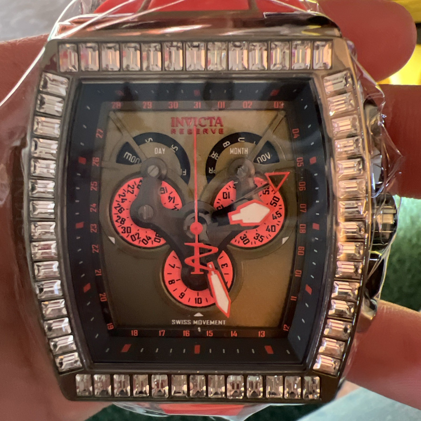 New Invicta 51mm S1 Diablo Swiss Master Calendar Chronograph Orange Green Watch