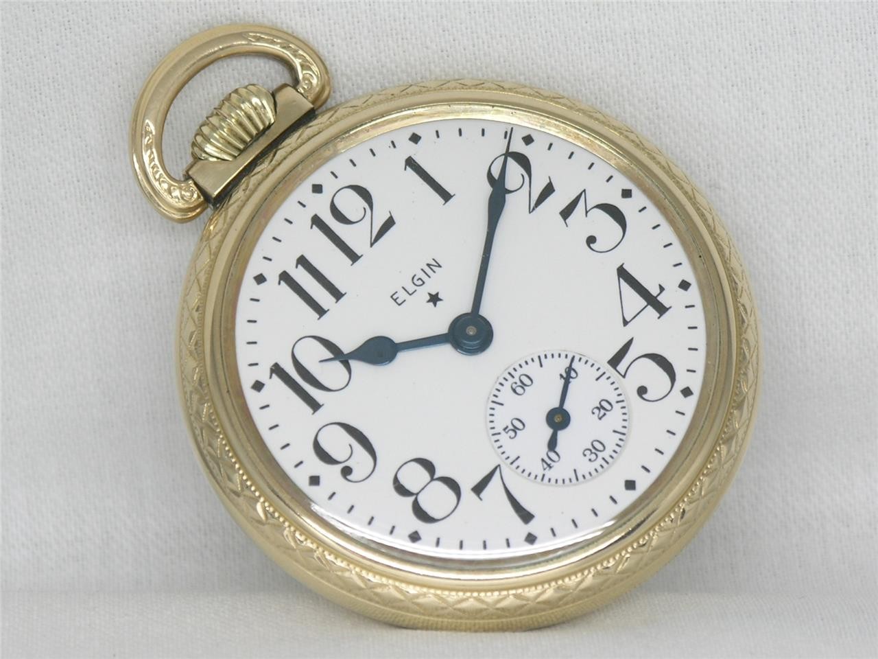 16S ELGIN 3151A MODEL 17 JEWEL GOLD FILL RAILROAD POCKETWATCH W/ BOX, SIGNED 3X!