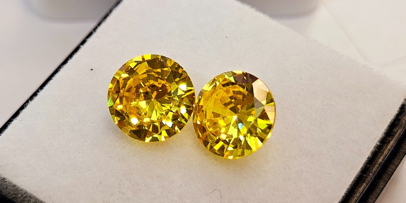 Yellow Zircon Round Cut 3+ Ct Pair For Earring Making Loose Gemstone