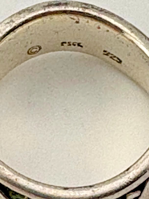 PETER STONE PSCL 925 STERLING SILVER CLADDAGH 6.8MM BAND RING SIZE 6.5 3393