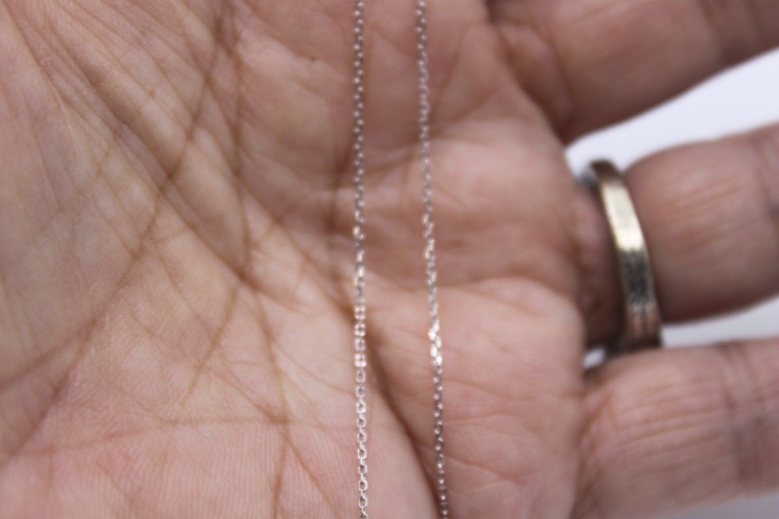 14K Solid White Gold Dainty Vine Cable Chain 0.7mm Thin Necklace 16 -18″in