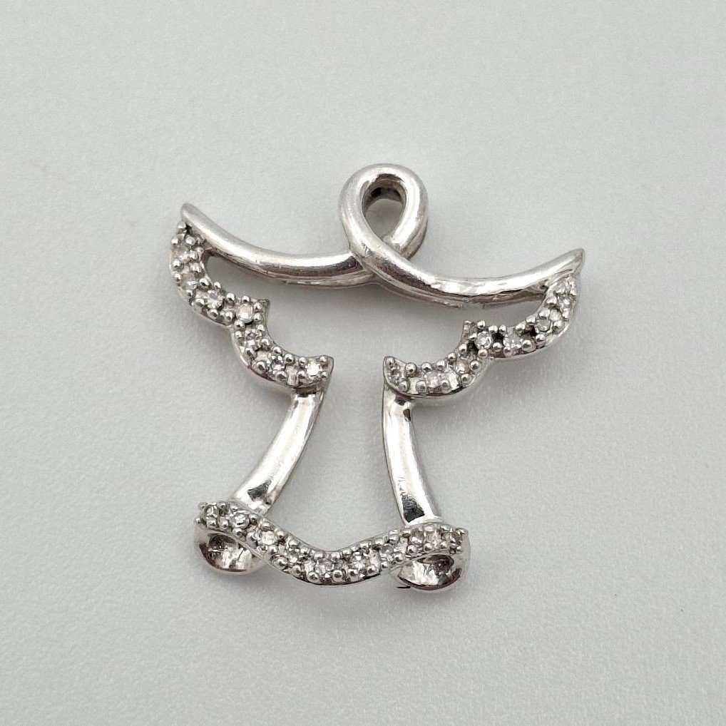 925 Sterling Silver Round Diamond Accent Angel Outline Silhouette Slide Pendant