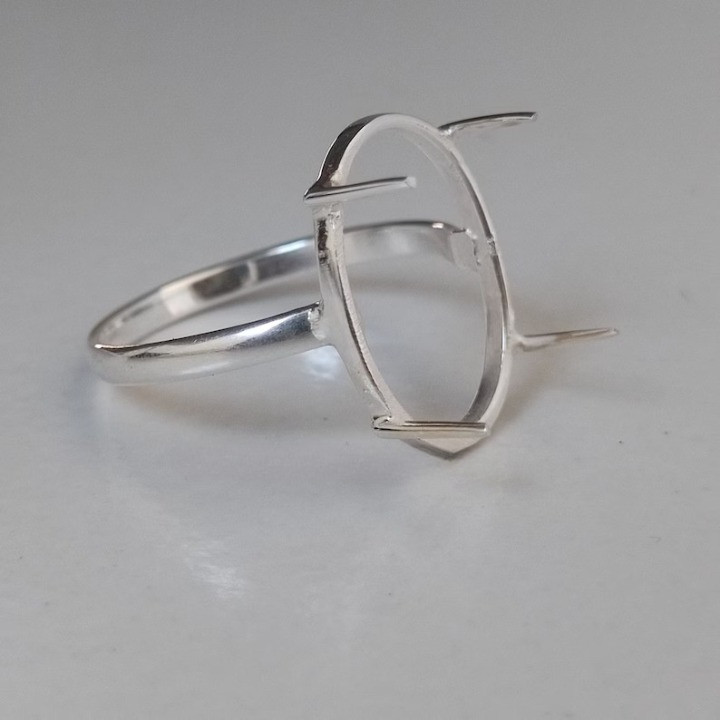 925 Sterling Silver 8x10mm Oval Blank Prong Ring Setting Handmade Jewelry