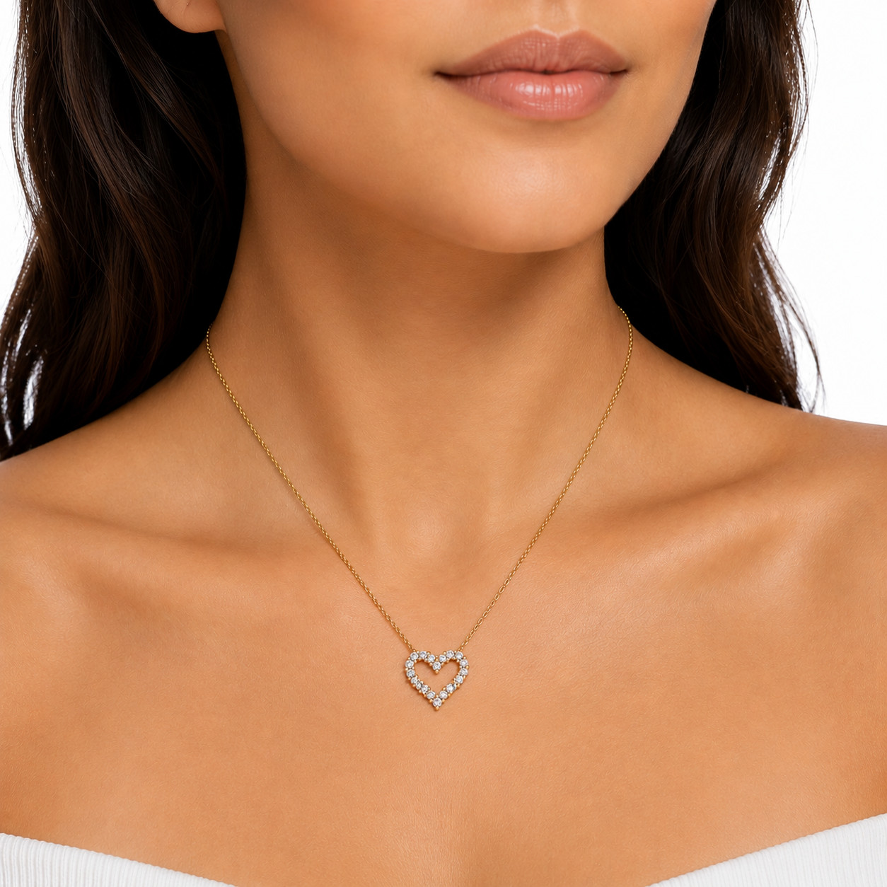 0.70Ct Round Lab Grown Diamond Heart Shape Pendant Necklace 925 Silver for Women