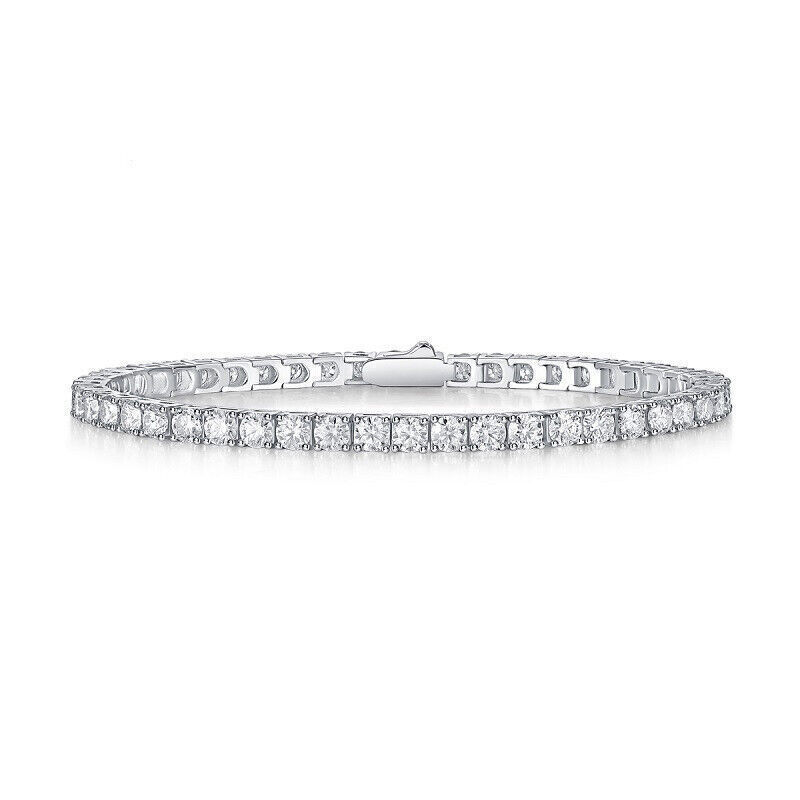 VVS1/D Certified Moissanite Tennis Bracelet – 925 Sterling Silver 3mm – 5mm