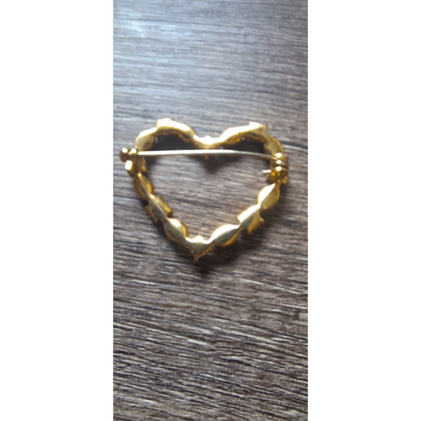 Heart Valentines Red White Rhinestone Pin Broach