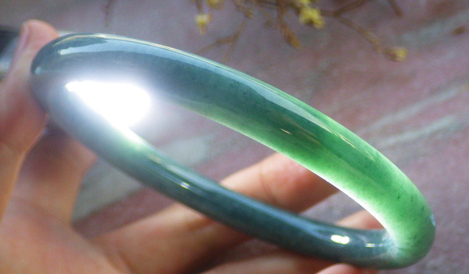 Video Certified Natural A JADE JADEITE Circle Bangle Bracelet 69 mm 134027