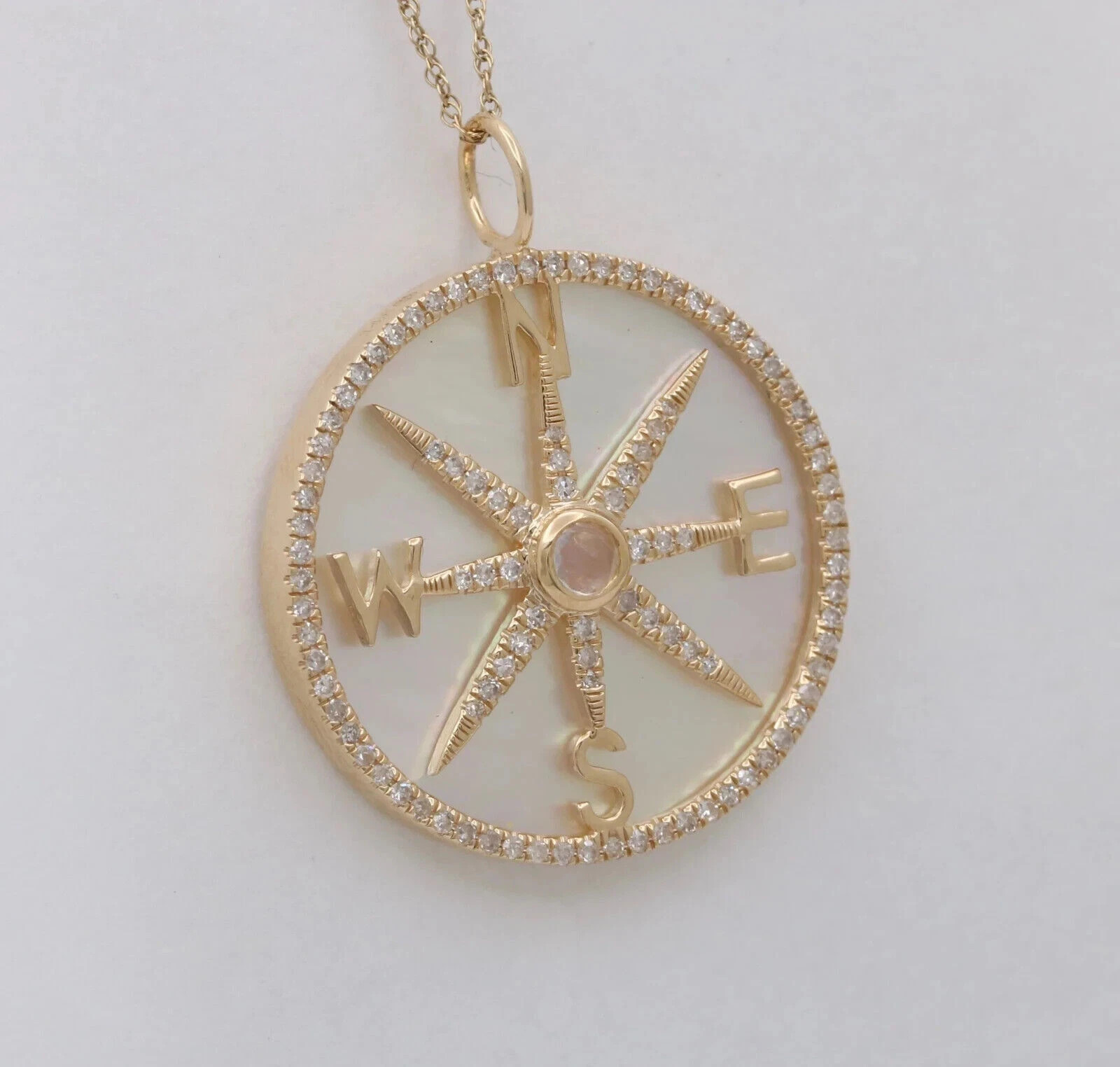 14k Yellow Gold Plated 1.00Ct Lab Created Diamond Women’s Compass Charm Pendant