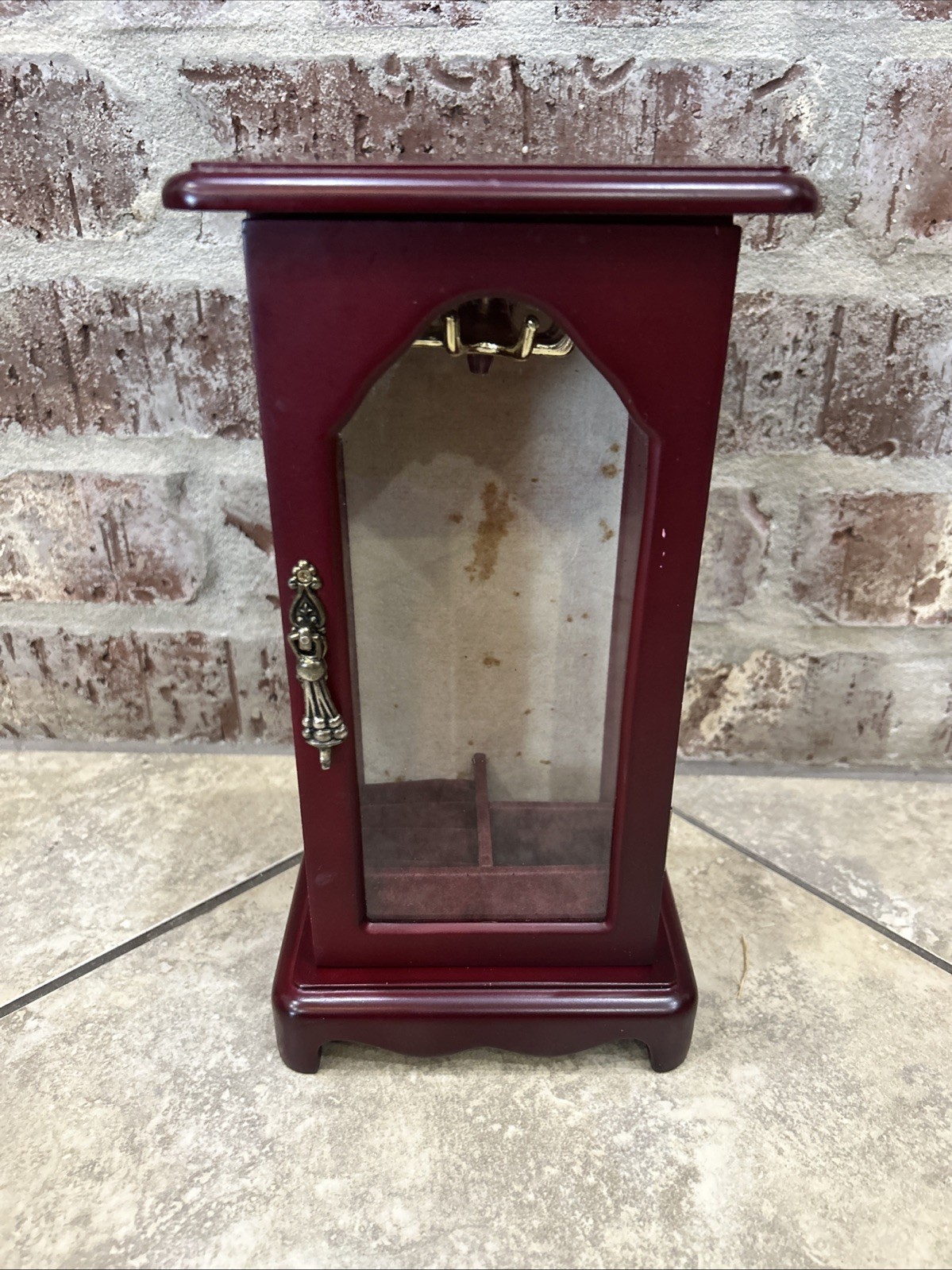 90s Vintage Glass Wood Jewelry Cabinet Box Case