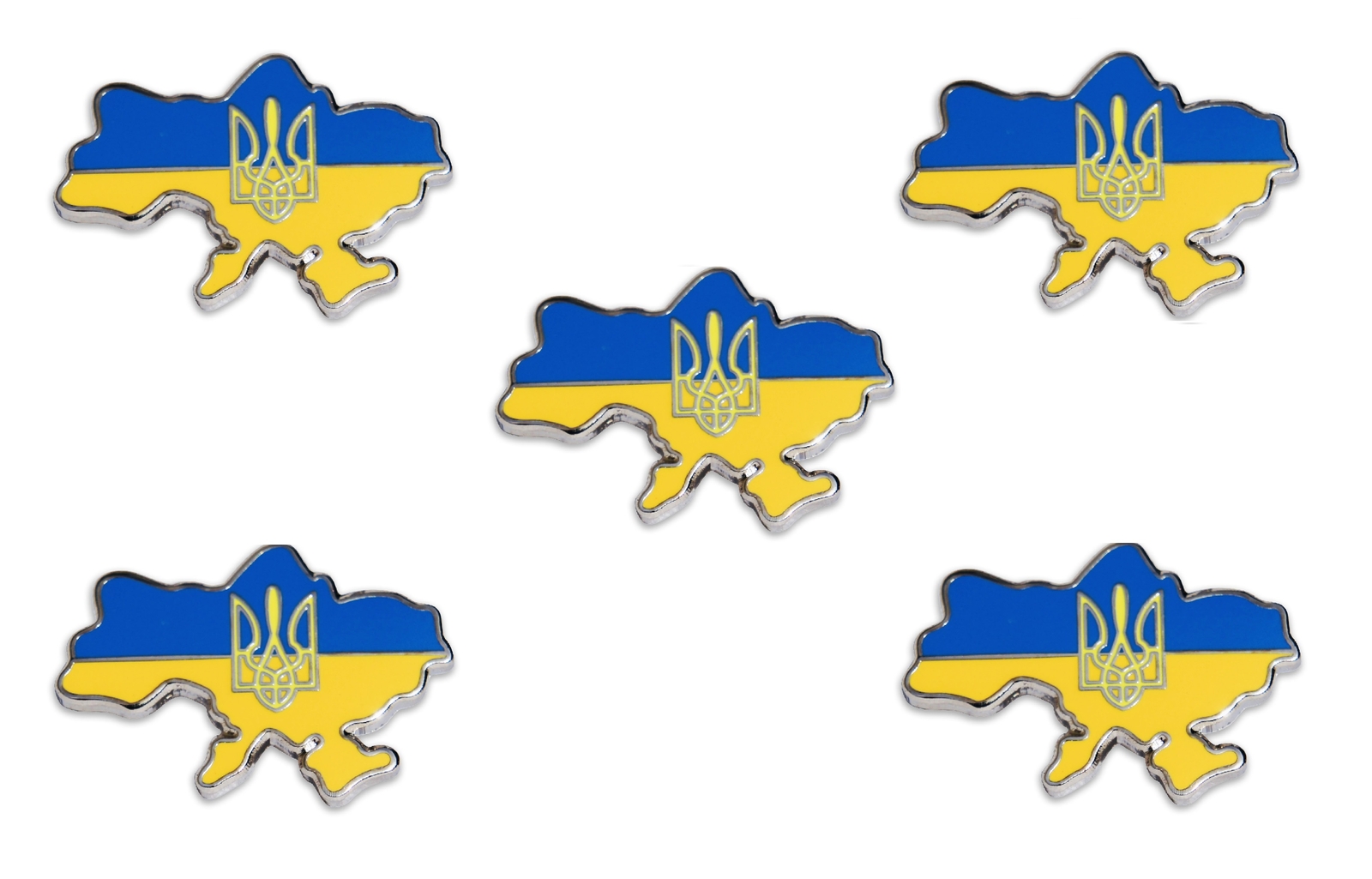 UKRAINE MAP PIN, The Coat of Arms Symbol Enamel Lapel PIN – 1″ / 2.5cm, 5-Pcs