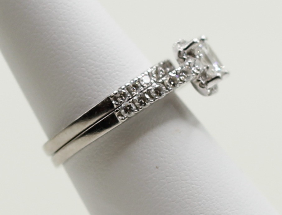 Platinum 1.80 ctw Princess Natural Diamond VS1-H Wedding Ring Set 8.8 Grams