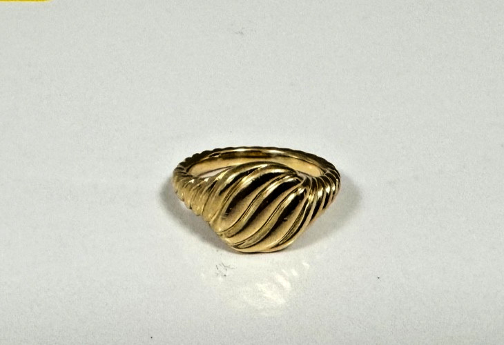 DAVID YURMAN Sculpted Cable Pinky Ring 9.7mm 18k Yellow Gold Sz 4.5 for Women