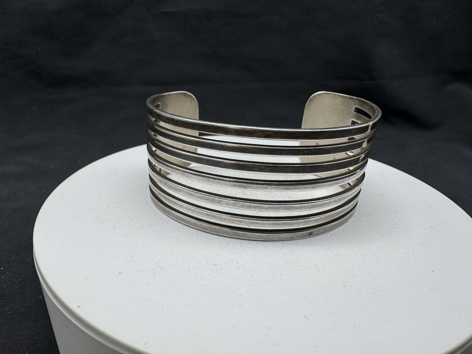 Vintage Sterling Silver Modernist Design Cuff Bracelet, 45 grams