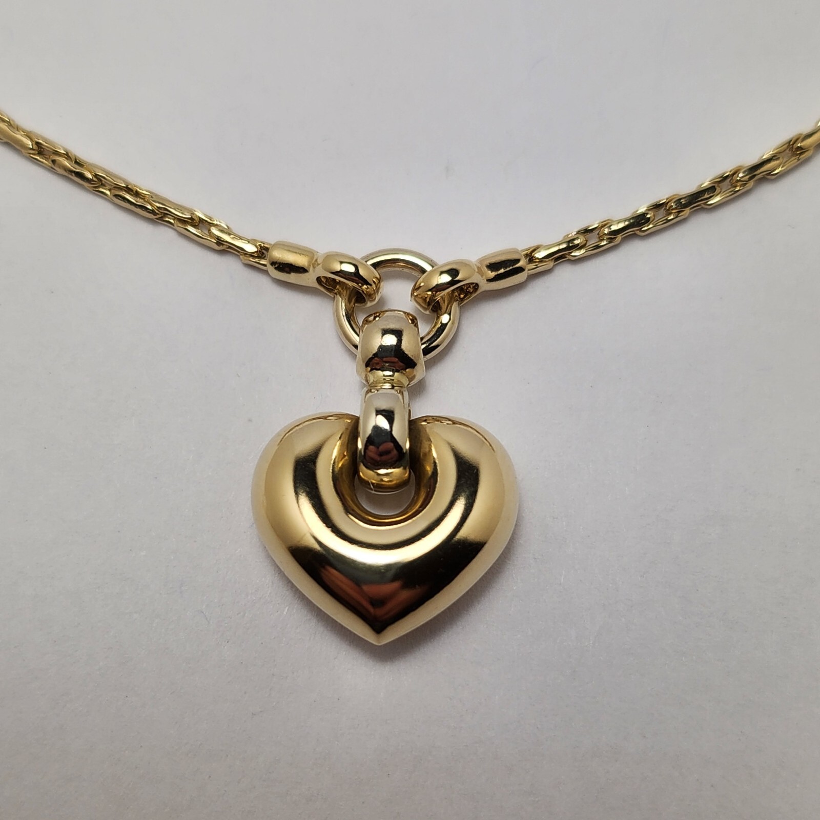 Estate 14K Yellow Gold Heart Pendant Necklace 1.7mm Wide 18 Inch Long 7.3 Grams