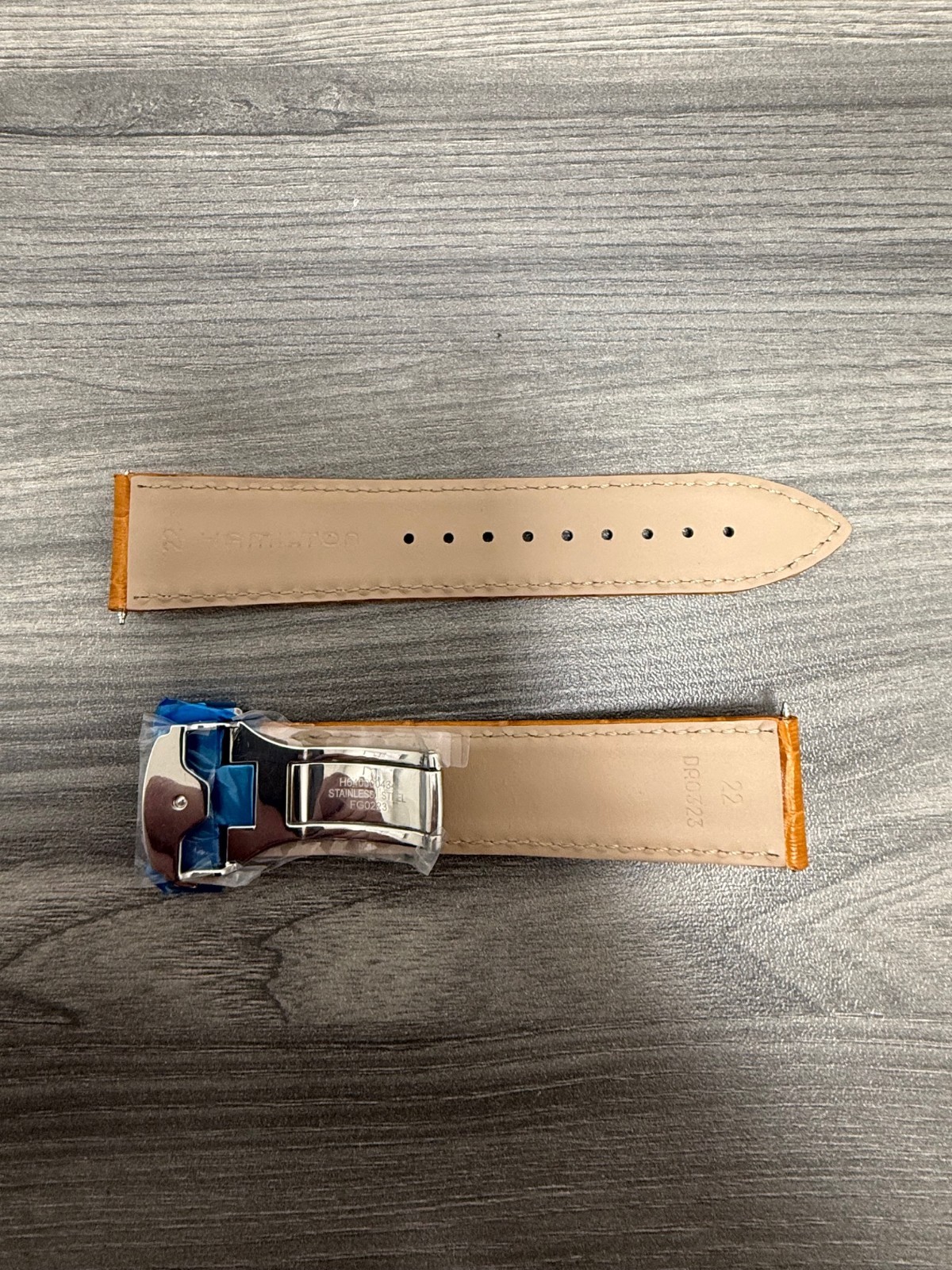 NEW Hamilton 22mm Tan Brown Croco Leather Watch Strap Band with Silver Clasp