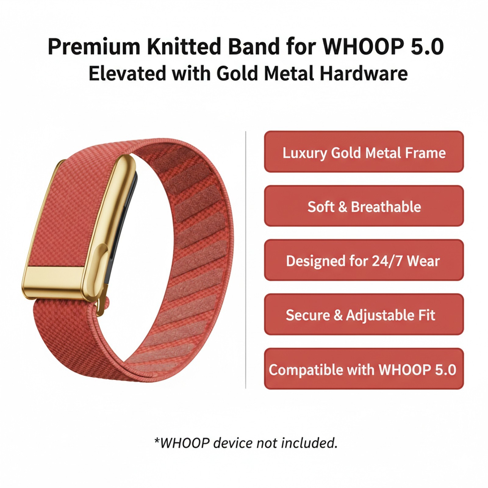 Gold/ Black Metal Band for Whoop 5.0 & MG Strap Replacement Nylon Wristband