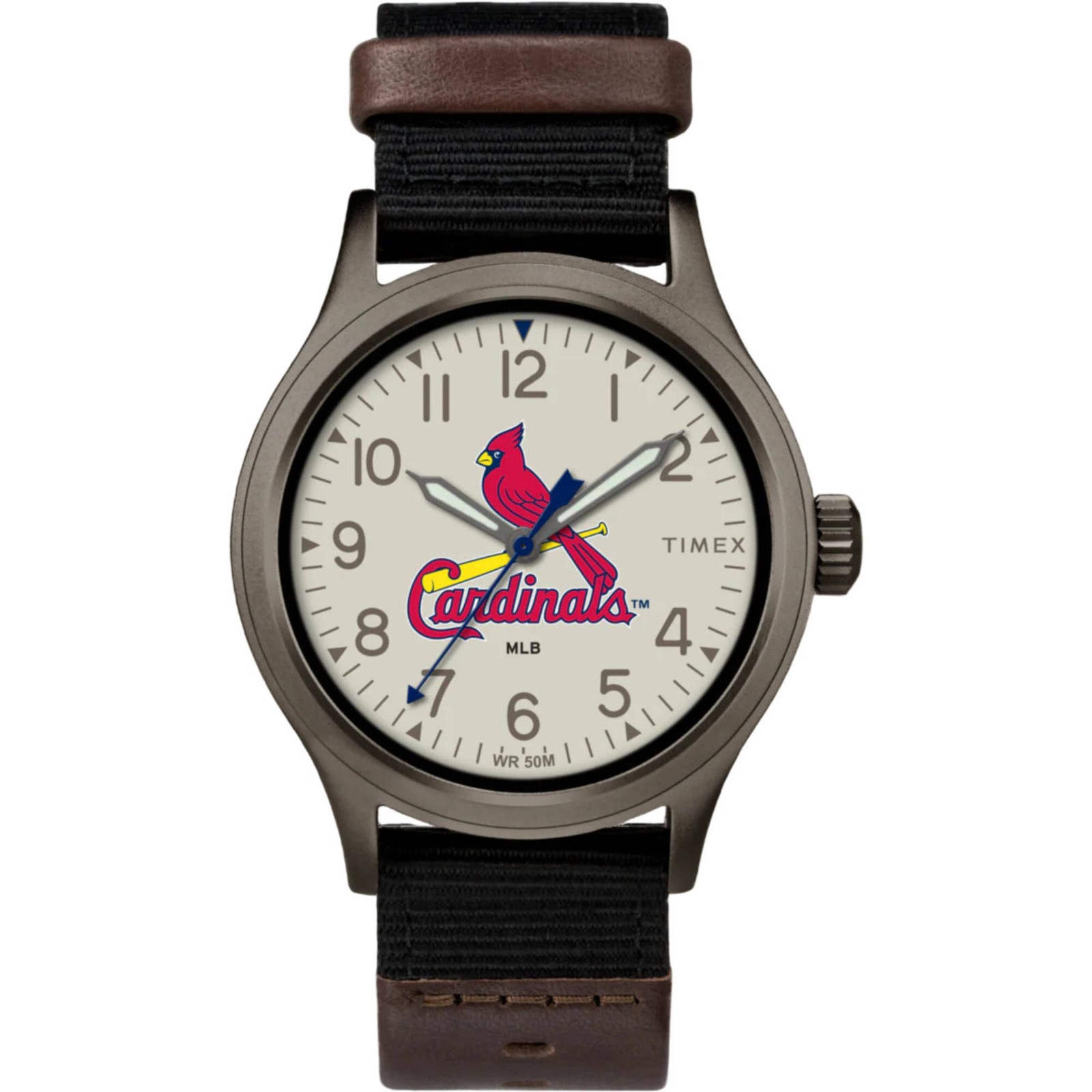 Timex Men’s Watch Clutch St Louis Cardinals Beige and Red Dial Strap TWZBCARMBYZ
