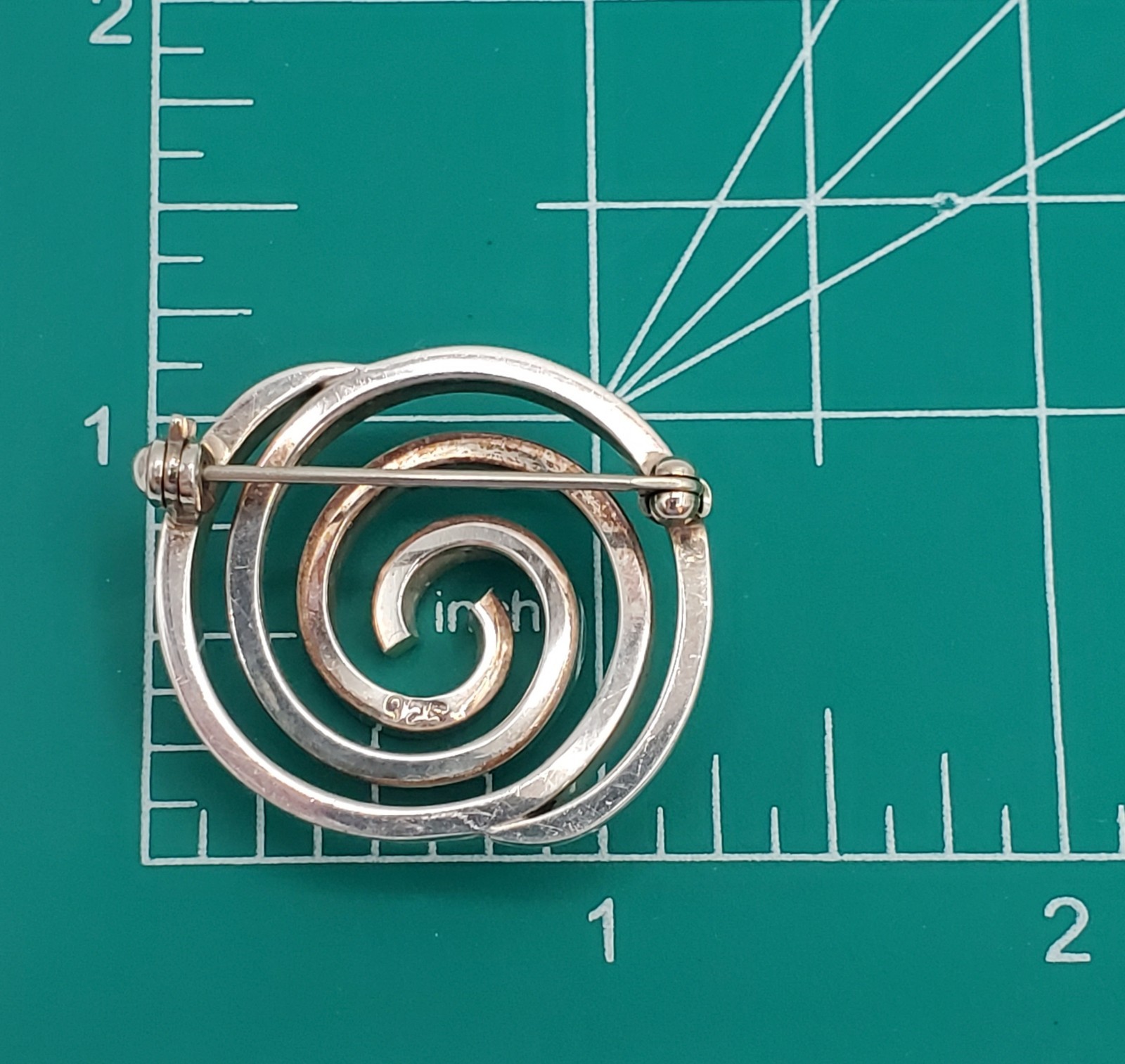 VTG 925 Spiral Brooch 1.25in Sterling Silver Solid 15g Abstract 3D Geometric