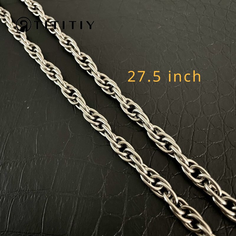 Pure Titanium Twisted Necklace Wide 7mm Anti Allergic 27.5 Inch Accessories Gift