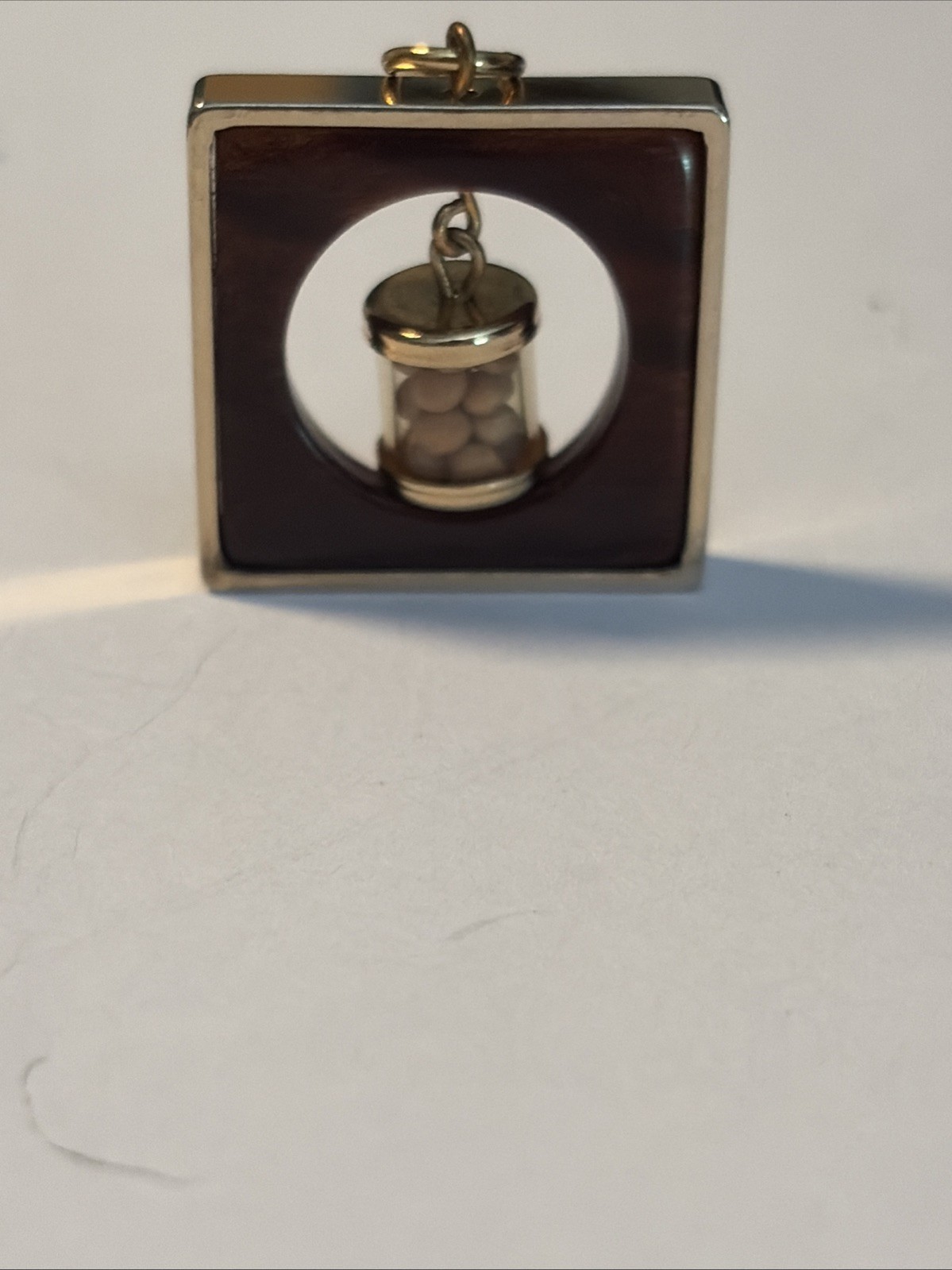 Vintage Rare Mustard Seed Faith Pendant Charm-capsule Dangles In Square