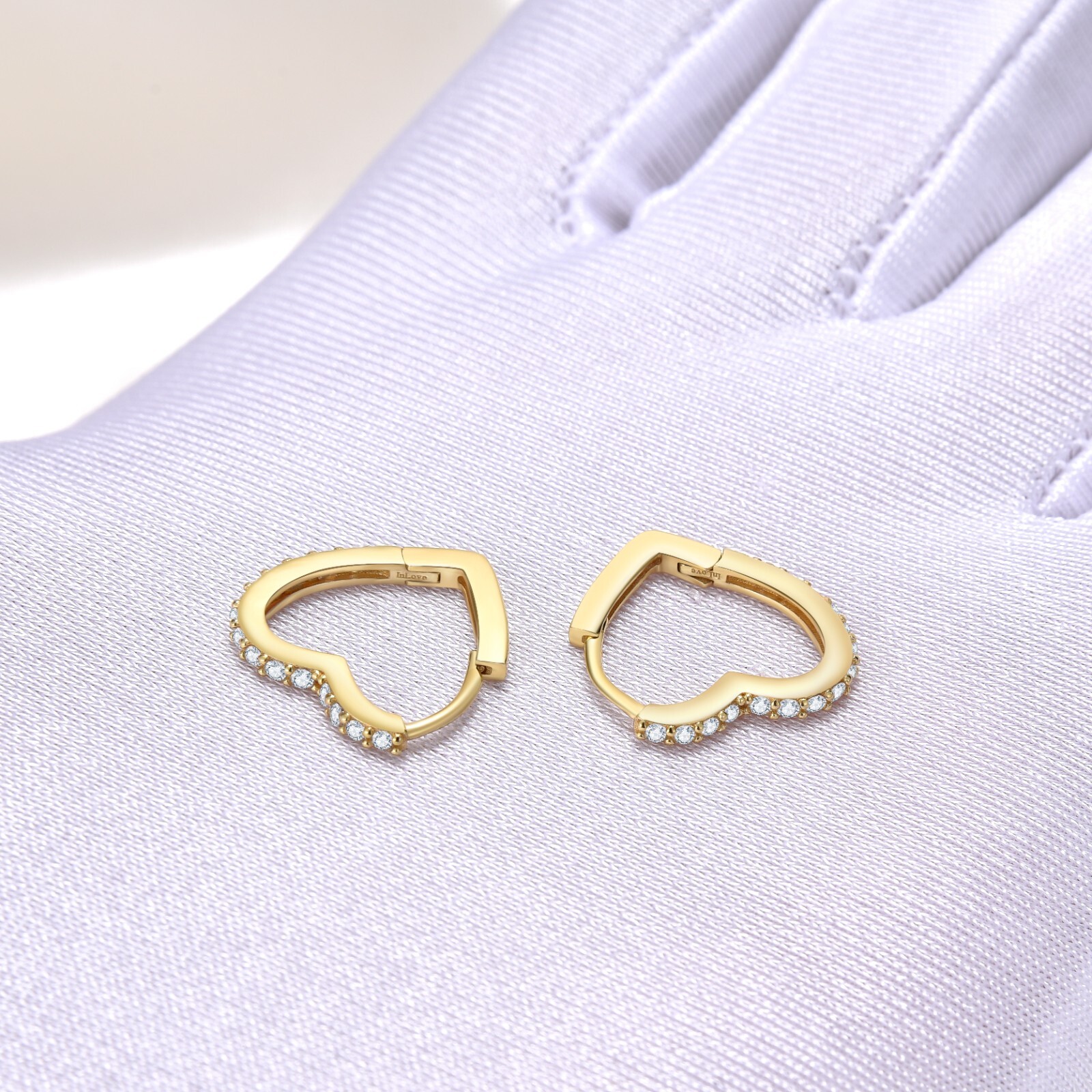 18ct Gold Vermeil Ladies Heart Hoop Earrings – Pair , 16mm
