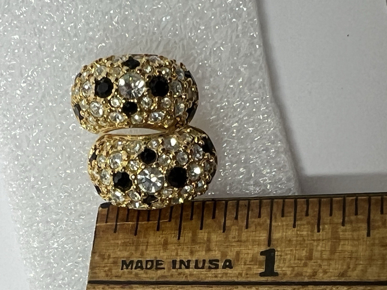 J26- Vintage Signed Swarovski Gold Tone Pave Crystal Dome Barrel Stud Earrings
