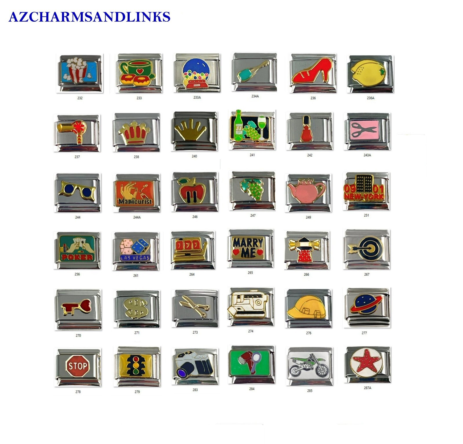 Italian Charms Lots to Choose from Italian Charm Links for your Bracelet (Set 6)