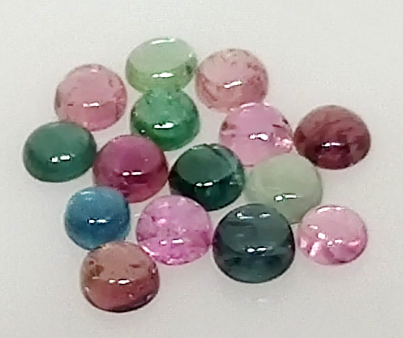 Natural Multi Tourmaline Round Shape Cabochon Lot 6.88 Ct Size is 4 to 5 mm