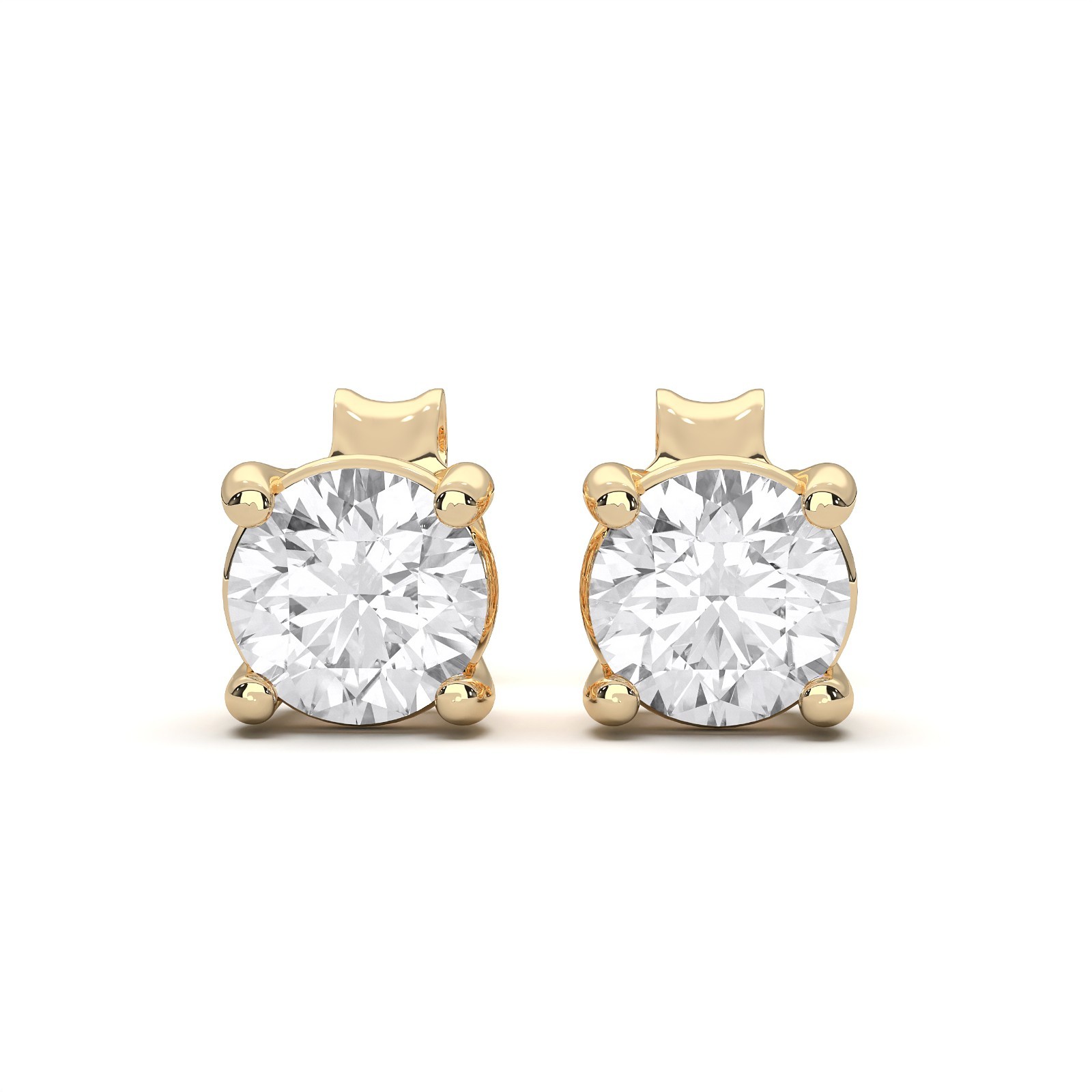 1.00 Ct to 4.00 Ct Round Shape Moissanite Stone Push Back Stud Earring in Silver