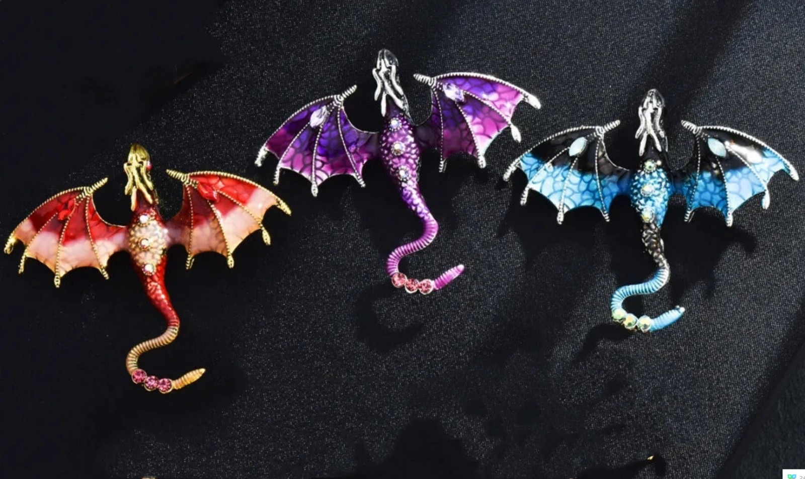 3PCS Fashion Rhinestone Enamel Dragon Little Dinosaur Brooch Pin 60x68mm