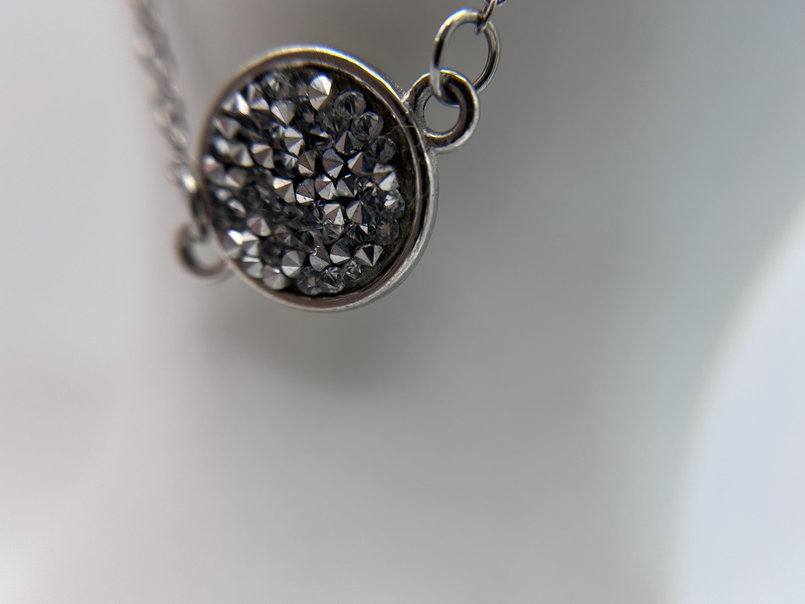 Bracelet Silver Tone Rhinestone Crystal Disc Chain Lobster Clasp Womens 6 Inch