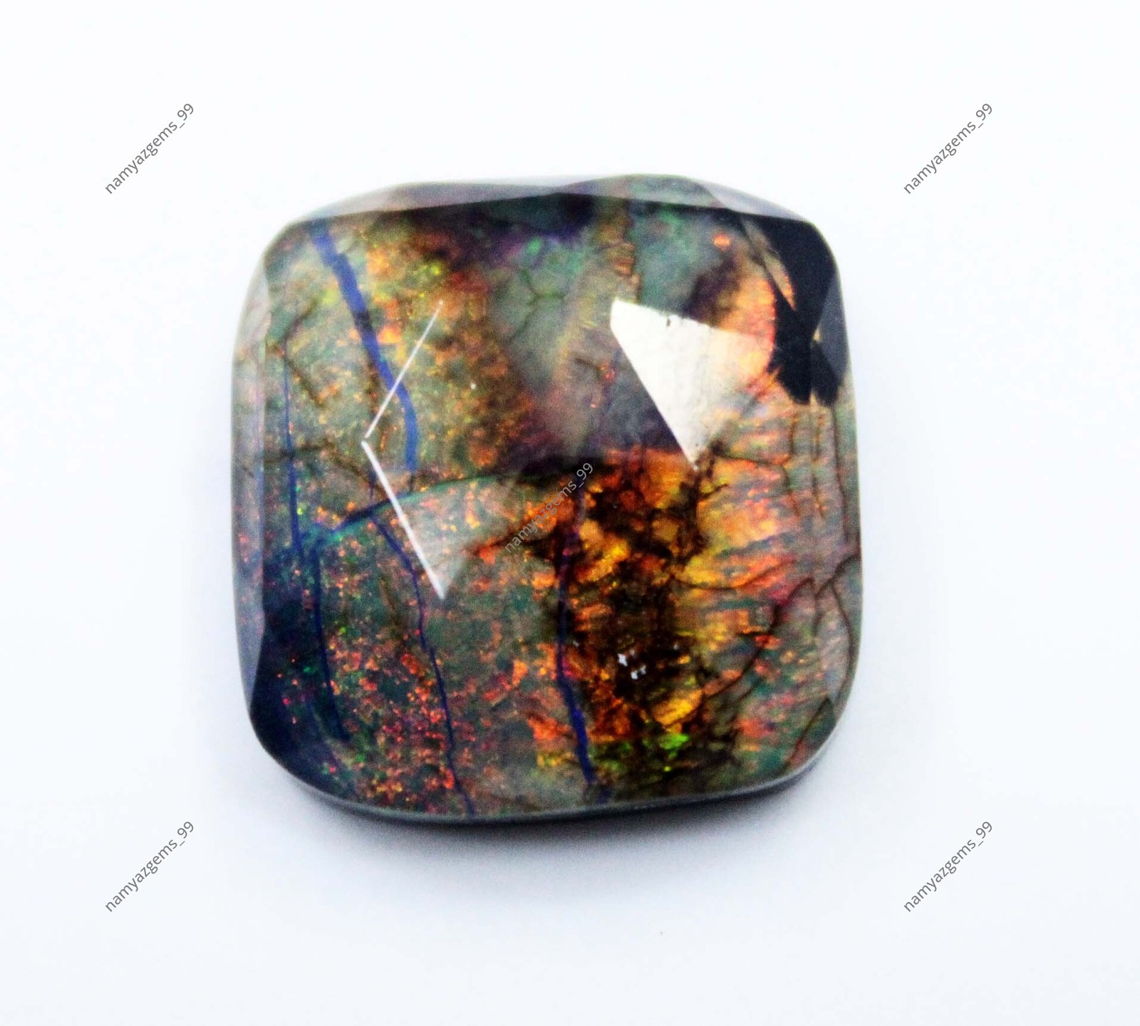 11 Ct Natural Monarch Fire Opal Doublet Cushion Cut Loose Gemstone Certified