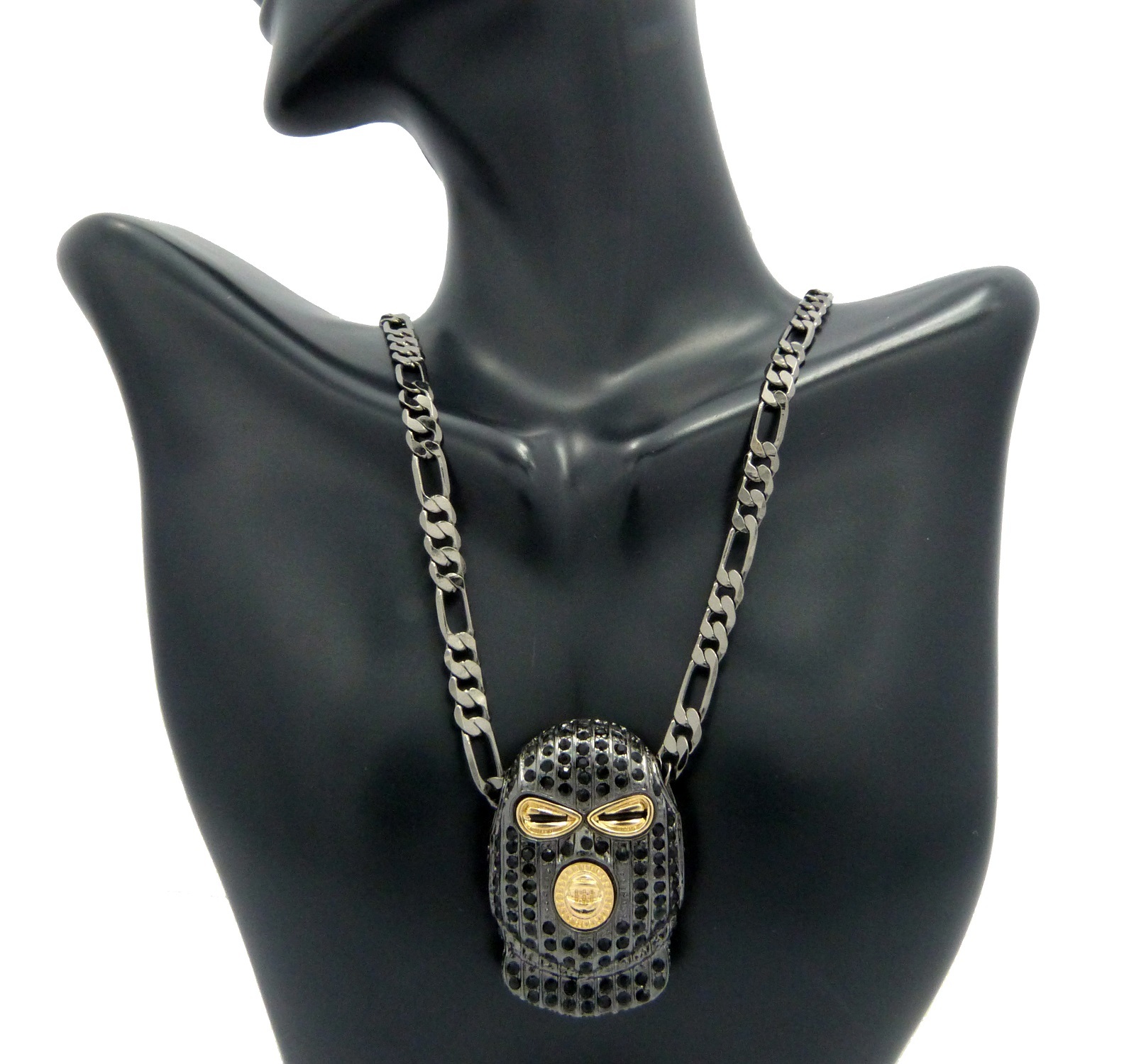 New GOON MASK Pendant &5mm/24″ Figaro Chain Hip Hop Necklace XSP159