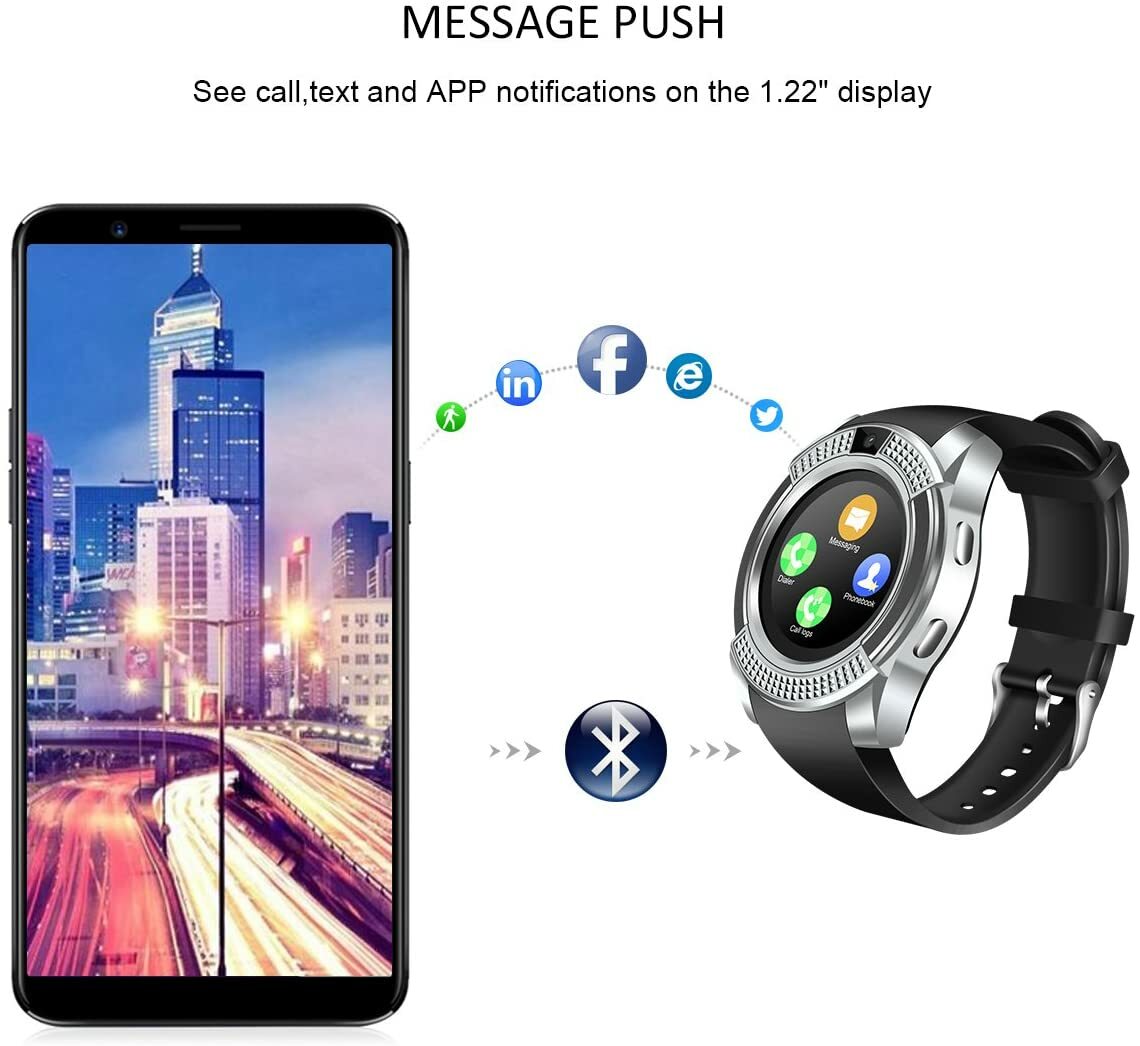 Bluetooth Smart Watch Men Smartwatch Pedometer Camera Call Text for Android