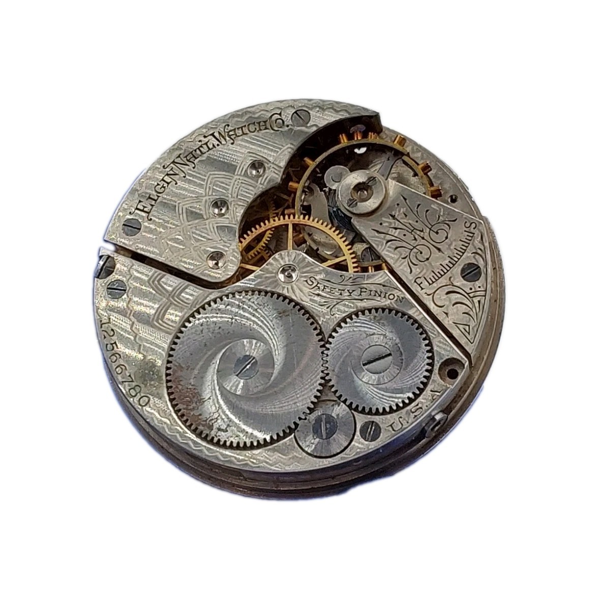 Elgin 291 16s Movement Double Sunk Enamel Dial Pocket Watch Parts 2057