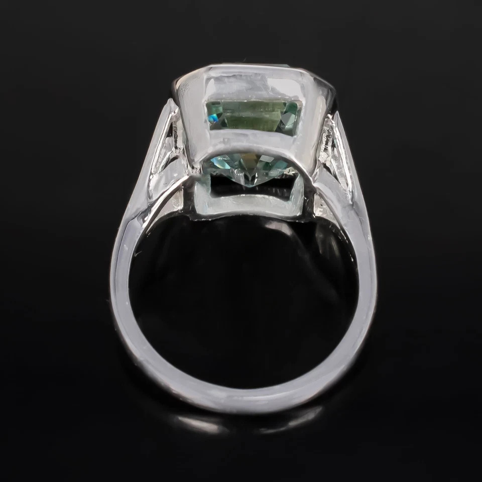 RARE 12.30 Ct Certified Emerald Cut Treated Blue Diamond Ring, No Tarrif.