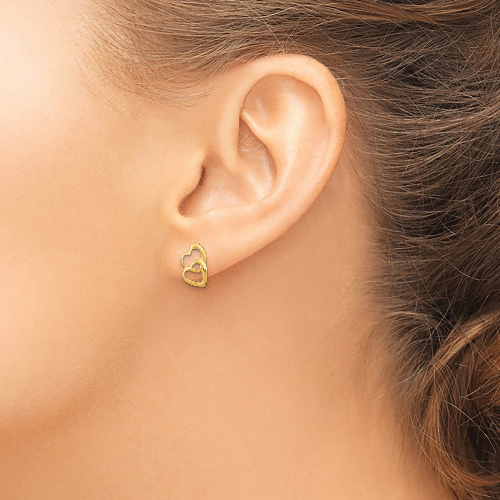 14k Yellow Gold Childrens Hearts Post Earrings
