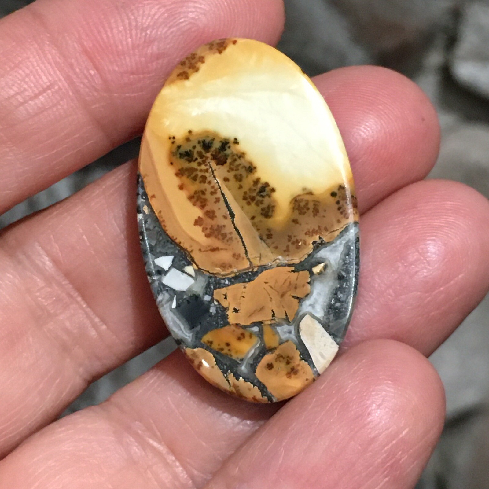 35.5×21.3×5.3mm Scenic Maligano Jasper Oval Cabochon Collectors Picture Stone