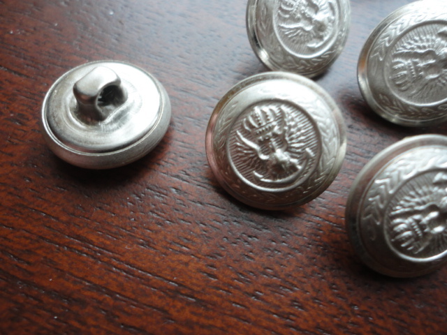 British Crown Eagle Metal Shank 5/8 wide Silver Tone (12) Buttons Vintage