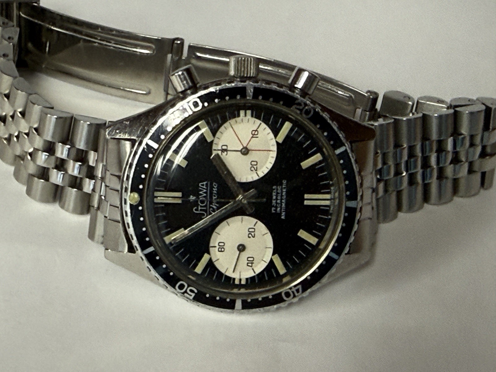 Vintage1968 Stowa Big Eye Chronograph Panda Valjoux 7733 Movement
