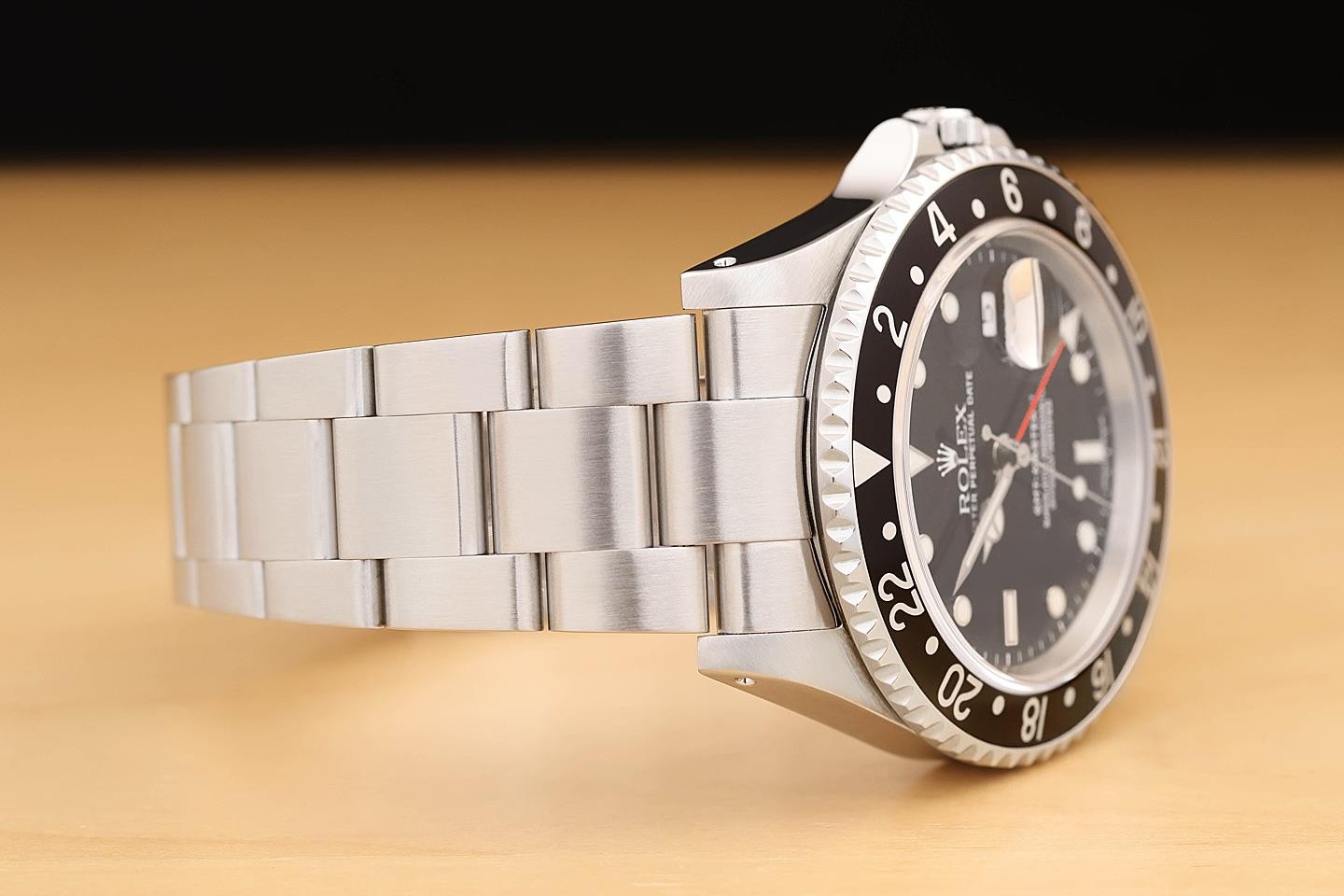 2002 ROLEX MENS GMT MASTER II 16710 BLACK DATE 40MM STAINLESS STEEL WATCH