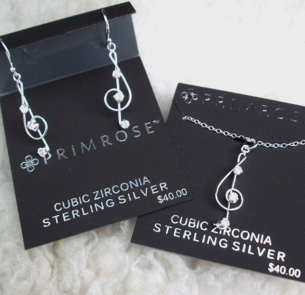 G Clef Pendant Sterling Silver Necklace Plus Pierced Earrings Set Music Note New