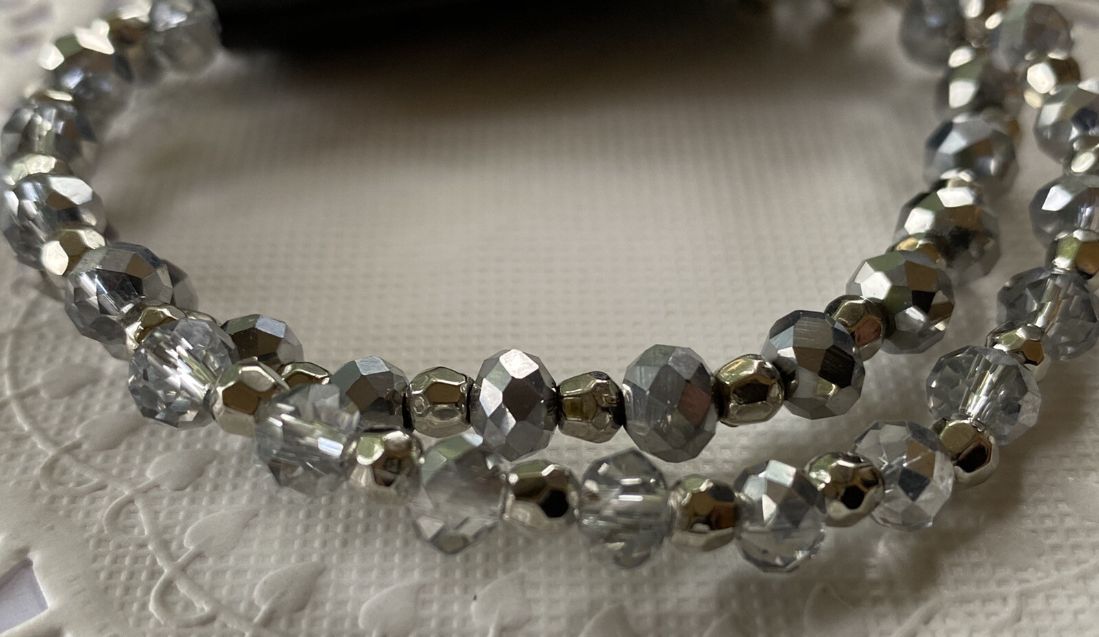 Paparazzi Sink or Shimmer Silver, Hematite, Smoky Crystal-Like Beads Stretchy